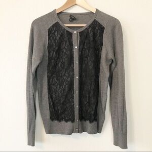 Ann Taylor wool blend lace detail cardigan Medium
